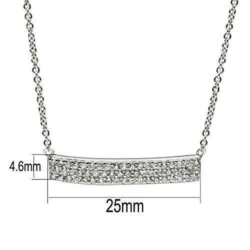 3W079 - Rhodium Brass Necklace with AAA Grade CZ  in Clear-1