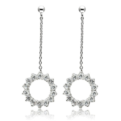 3W081 - Rhodium Brass Earrings with AAA Grade CZ  in Clear-0