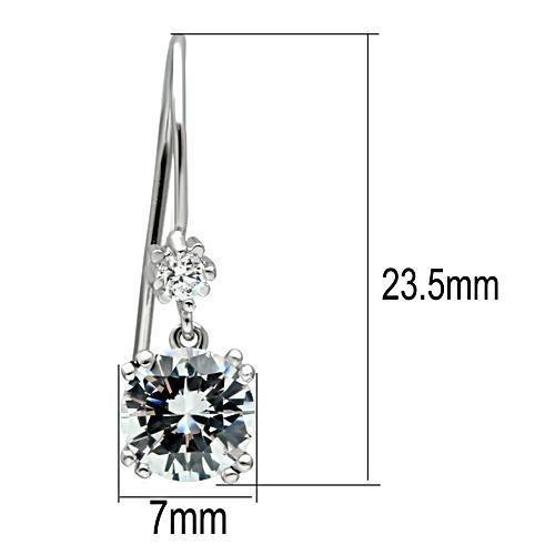TK3W085 - Stainless Steel Earrings with AAA Grade CZ  in Clear-2
