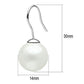 3W087 - Rhodium Brass Earrings with Synthetic Pearl in White-1