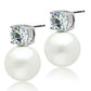 3W088 - Rhodium Brass Earrings with Synthetic Pearl in White-1