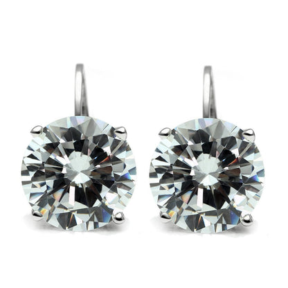 3W090 - Rhodium Brass Earrings with AAA Grade CZ  in Clear-0