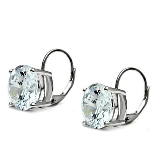 3W090 - Rhodium Brass Earrings with AAA Grade CZ  in Clear-1