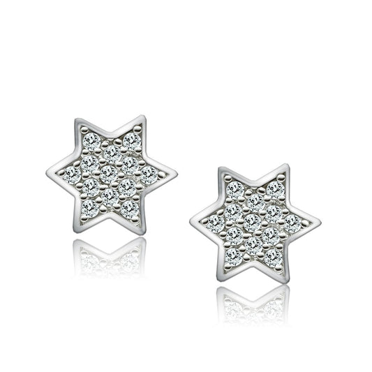3W092 - Rhodium Brass Earrings with AAA Grade CZ  in Clear-0
