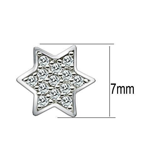 3W092 - Rhodium Brass Earrings with AAA Grade CZ  in Clear-1