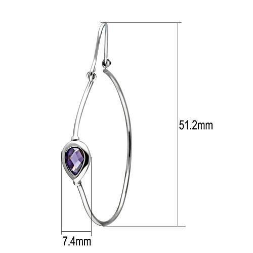 3W099 - Rhodium Brass Earrings with AAA Grade CZ  in Amethyst-1