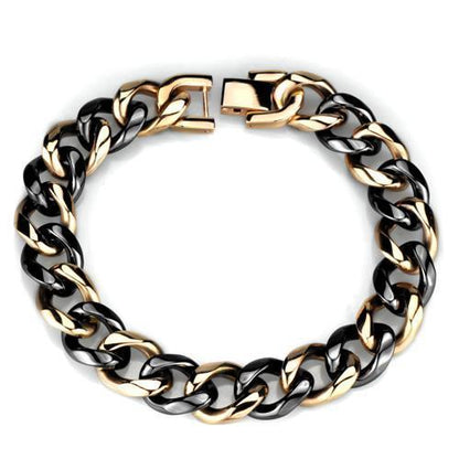 3W1002 - IP Rose Gold(Ion Plating) Stainless Steel Bracelet with Ceramic  in Jet-0