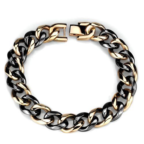 3W1002 - IP Rose Gold(Ion Plating) Stainless Steel Bracelet with Ceramic  in Jet-0