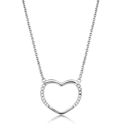 3W1023 - Rhodium Brass Chain Pendant with AAA Grade CZ  in Clear-0