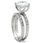 3W102 - Rhodium Brass Ring with AAA Grade CZ  in Clear-3