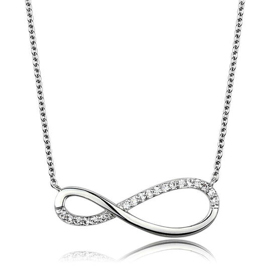 3W1033 - Rhodium Brass Chain Pendant with AAA Grade CZ  in Clear-0