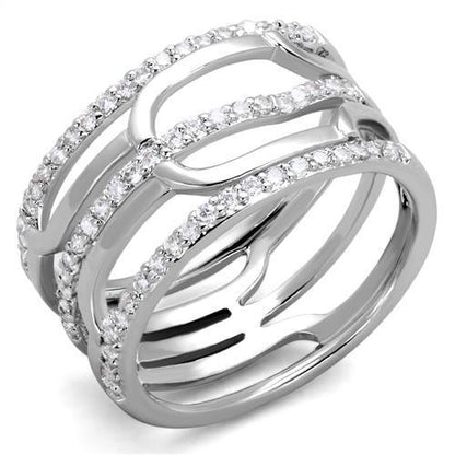 3W1070 - Rhodium Brass Ring with AAA Grade CZ  in Clear-0
