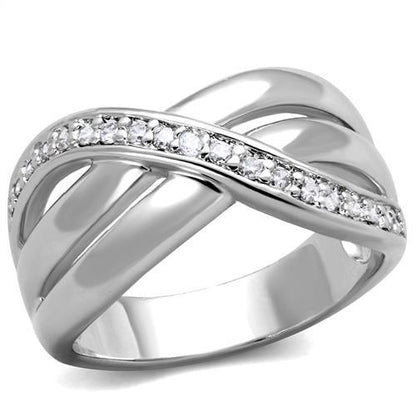3W1071 - Rhodium Brass Ring with AAA Grade CZ  in Clear-0