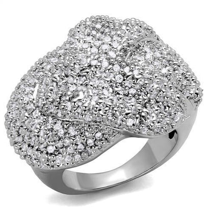 3W1078 - Rhodium Brass Ring with AAA Grade CZ  in Clear-0