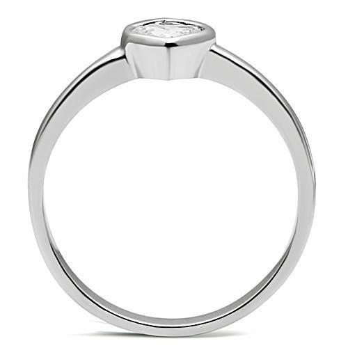 3W107 - Rhodium Brass Ring with AAA Grade CZ  in Clear-2