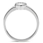 3W107 - Rhodium Brass Ring with AAA Grade CZ  in Clear-2