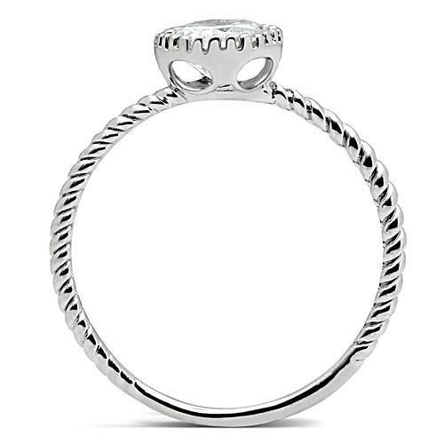 3W108 - Rhodium Brass Ring with AAA Grade CZ  in Clear-2