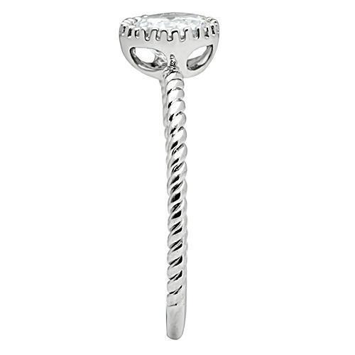 3W108 - Rhodium Brass Ring with AAA Grade CZ  in Clear-3