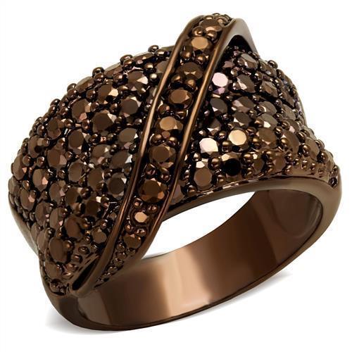 3W1098 - IP Coffee light Brass Ring with AAA Grade CZ  in Light Coffee-0