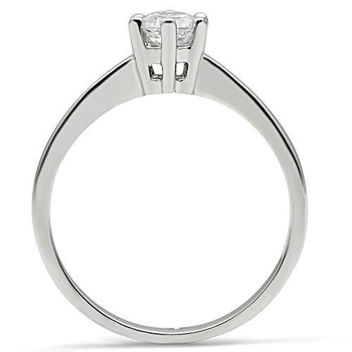 3W109 - Rhodium Brass Ring with AAA Grade CZ  in Clear-2