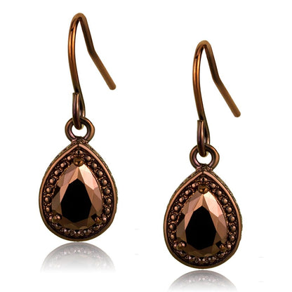 3W1114 - IP Coffee light Brass Earrings with AAA Grade CZ  in Light Coffee-0