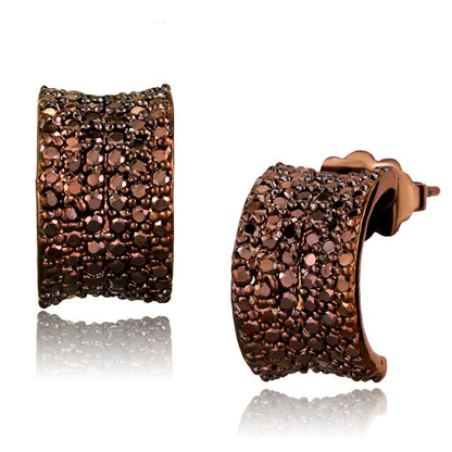 3W1119 - IP Coffee light Brass Earrings with AAA Grade CZ  in Light Coffee-0