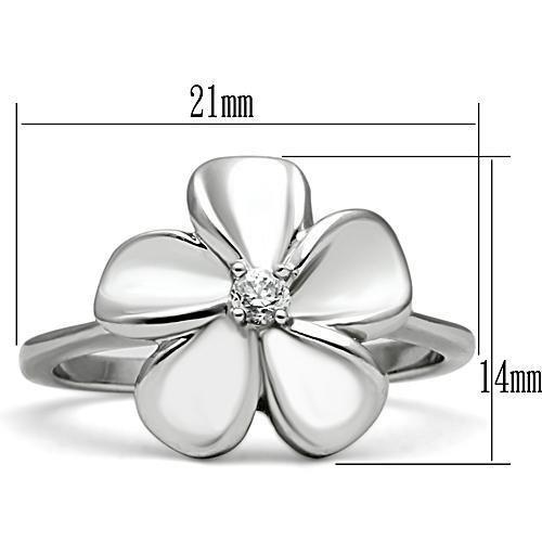 3W113 - Rhodium Brass Ring with AAA Grade CZ  in Clear-1