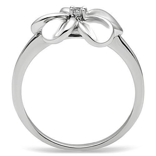 3W113 - Rhodium Brass Ring with AAA Grade CZ  in Clear-2