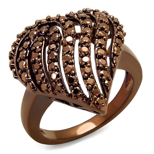 3W1149 - IP Coffee light Brass Ring with AAA Grade CZ  in Light Coffee-0