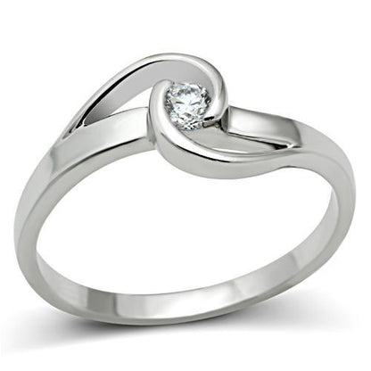3W114 - Rhodium Brass Ring with AAA Grade CZ  in Clear-0