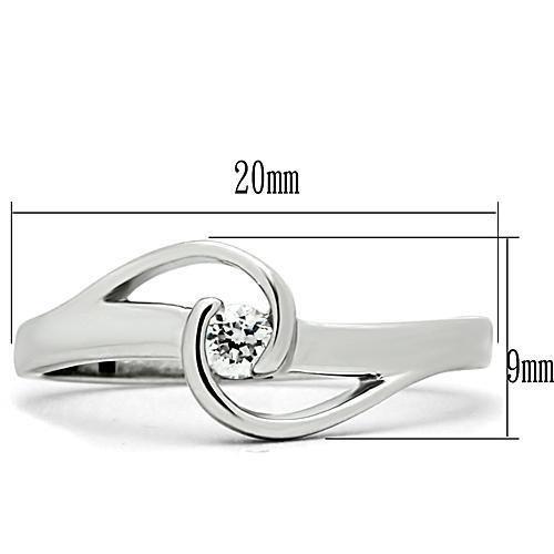 3W114 - Rhodium Brass Ring with AAA Grade CZ  in Clear-1