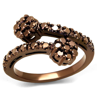 3W1158 - IP Coffee light Brass Ring with AAA Grade CZ  in Light Coffee-0