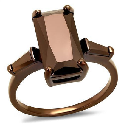 3W1160 - IP Coffee light Brass Ring with AAA Grade CZ  in Light Coffee-0