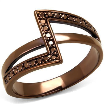 3W1162 - IP Coffee light Brass Ring with AAA Grade CZ  in Light Coffee-0