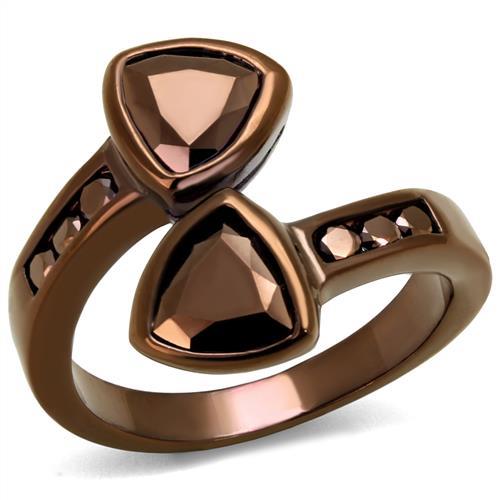 3W1172 - IP Coffee light Brass Ring with AAA Grade CZ  in Light Coffee-0