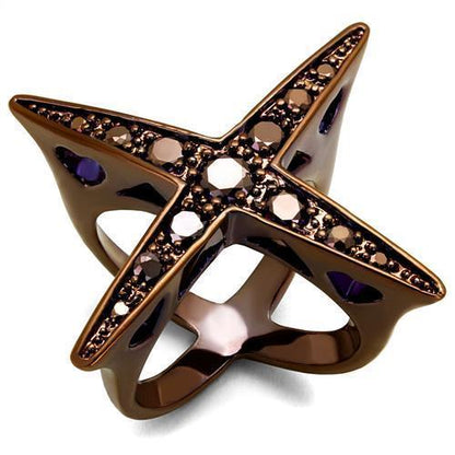 3W1175 - IP Coffee light Brass Ring with AAA Grade CZ  in Light Coffee-0