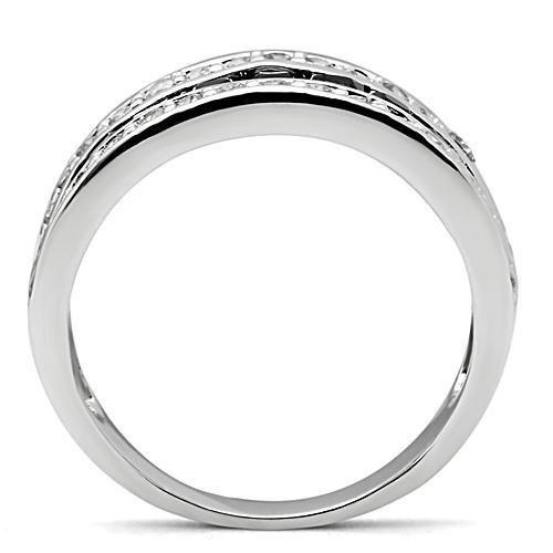 3W117 - Rhodium Brass Ring with AAA Grade CZ  in Jet-2