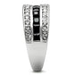 3W117 - Rhodium Brass Ring with AAA Grade CZ  in Jet-3