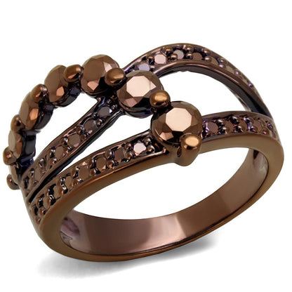 3W1182 - IP Coffee light Brass Ring with AAA Grade CZ  in Light Coffee-0