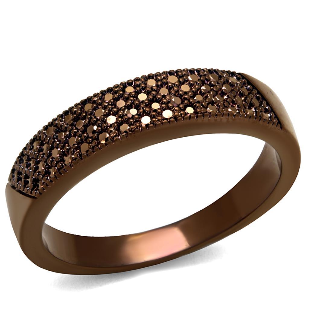 3W1186 - IP Coffee light Brass Ring with AAA Grade CZ  in Light Coffee-0