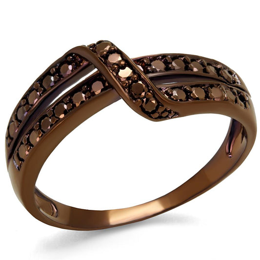 3W1189 - IP Coffee light Brass Ring with AAA Grade CZ  in Light Coffee-0