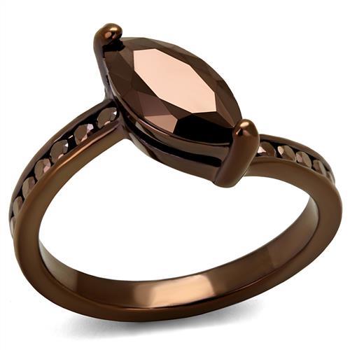 3W1190 - IP Coffee light Brass Ring with AAA Grade CZ  in Light Coffee-0