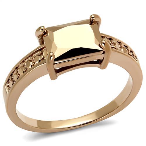 3W1197 - IP Rose Gold(Ion Plating) Brass Ring with AAA Grade CZ  in Metallic Light Gold-0