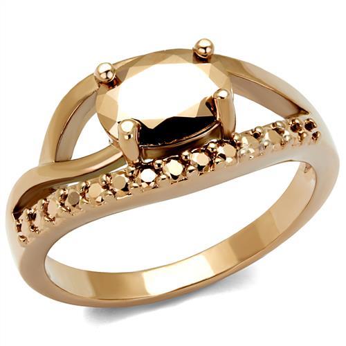 3W1198 - IP Rose Gold(Ion Plating) Brass Ring with AAA Grade CZ  in Metallic Light Gold-0