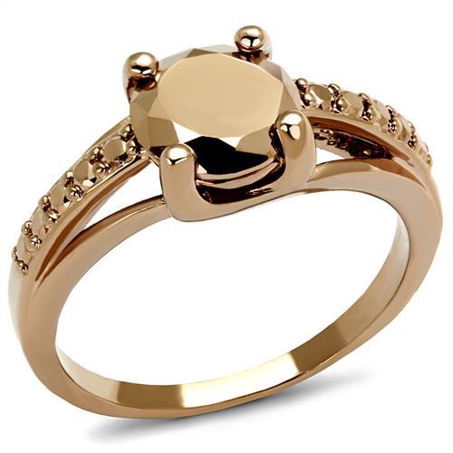 3W1199 - IP Rose Gold(Ion Plating) Brass Ring with AAA Grade CZ  in Metallic Light Gold-0