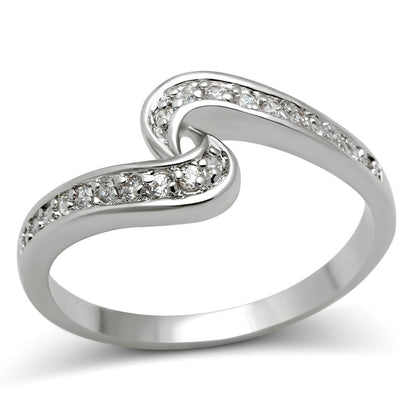 3W119 - Rhodium Brass Ring with AAA Grade CZ  in Clear-0