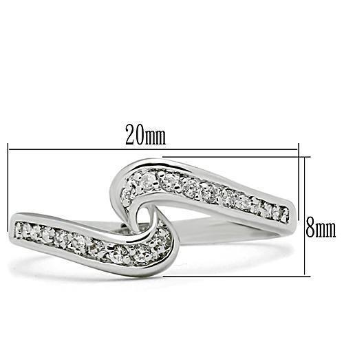 3W119 - Rhodium Brass Ring with AAA Grade CZ  in Clear-1