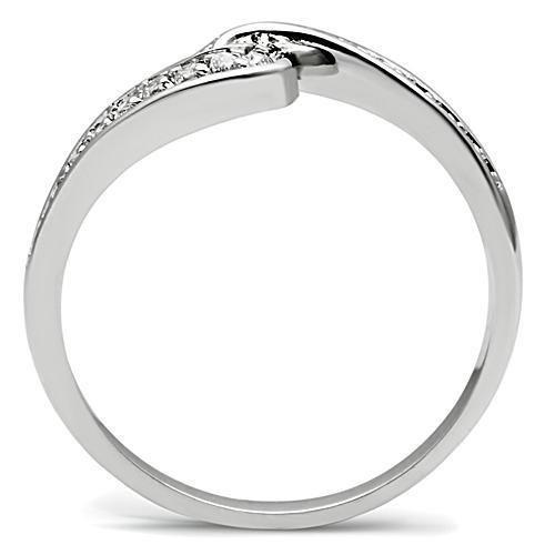 3W119 - Rhodium Brass Ring with AAA Grade CZ  in Clear-2
