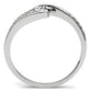 3W119 - Rhodium Brass Ring with AAA Grade CZ  in Clear-2
