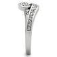 3W119 - Rhodium Brass Ring with AAA Grade CZ  in Clear-3